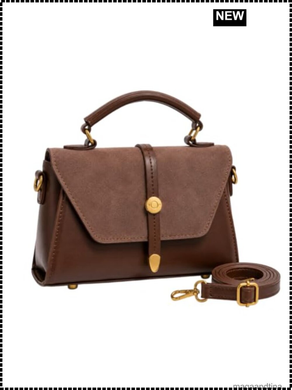 Faux Leather Crossbody Bag Top Handle Satchel Small Handbag